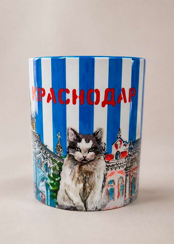 Кружка керамическая в полоску «Романтичный Краснодар»